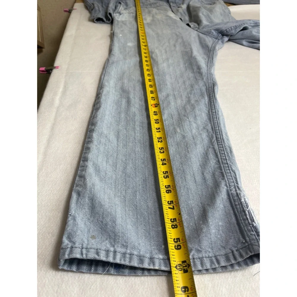 Vintage Dickies Coveralls Faded Blue Herringbone Twill Workwear Jumpsuit Cotton